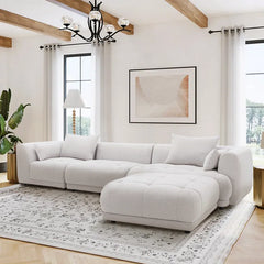 144" Modular Cloud Sectional Sofa with Ottoman – Oversized Plush L-Shaped Couch, Reversible Chaise & Adjustable Layout, Perfect for Living Room or Home Theatre