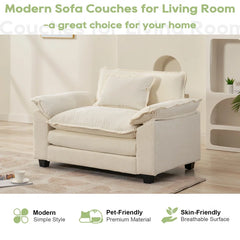 Adonia 53" Comfy Cloud Couch Deep Seat Sofa Chair with Throw Pillow for Living Room Bedroom