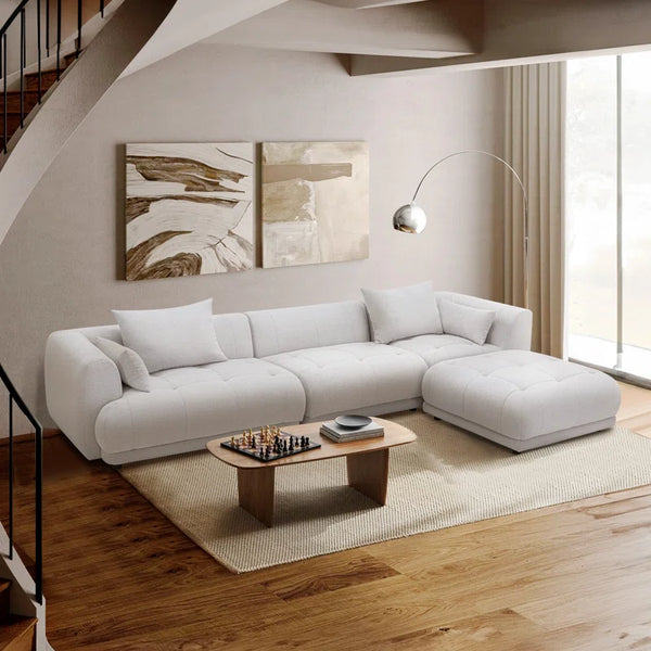 144" Modular Cloud Sectional Sofa with Ottoman – Oversized Plush L-Shaped Couch, Reversible Chaise & Adjustable Layout, Perfect for Living Room or Home Theatre