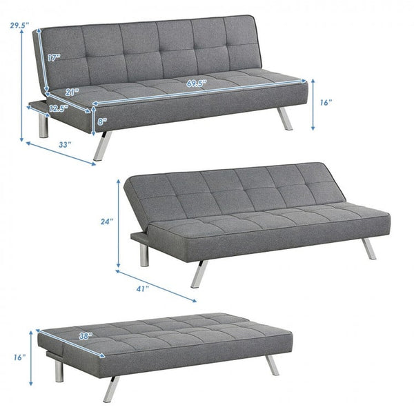 3-Seat Convertible Sofa Bed with High-Density Sponge for Living Room