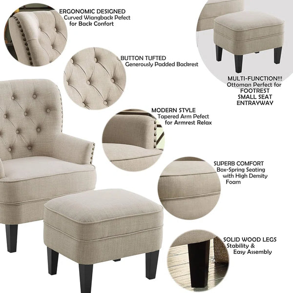 1 Set Mid Century Modern Armchair for Living Comfy Seat,Tub Sofa for Bedroom Reading Room