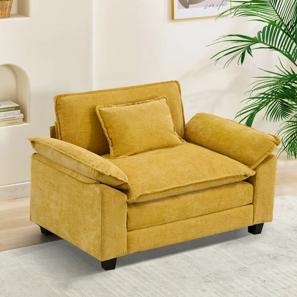 Adonia 53" Comfy Cloud Couch Deep Seat Sofa Chair with Throw Pillow for Living Room Bedroom