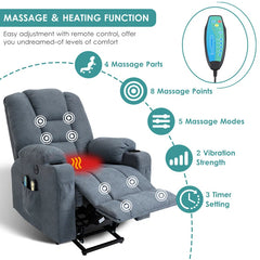 Power Lift Chair Electric Recliner Sofa for Elderly Heavy Duty and Soft Fabric Sleep Lift Chair with 2 Remotes, Usb Ports, Cup Holders & Side Pockets for Living Room