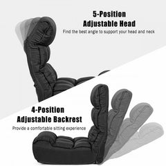 4-Position Adjustable Floor Chair Folding Lazy Sofa