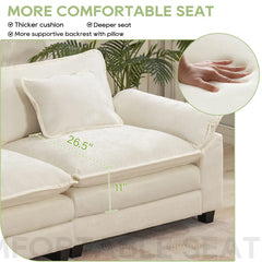Adonia 53" Comfy Cloud Couch Deep Seat Sofa Chair with Throw Pillow for Living Room Bedroom
