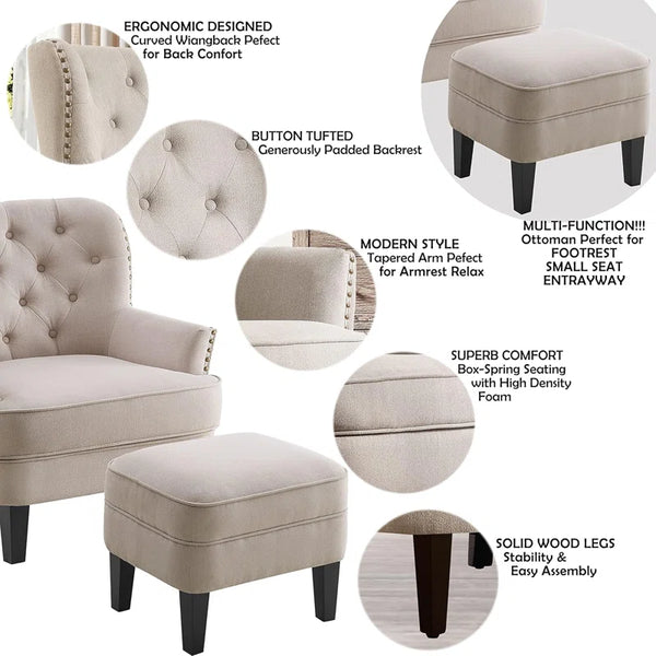 1 Set Mid Century Modern Armchair for Living Comfy Seat,Tub Sofa for Bedroom Reading Room