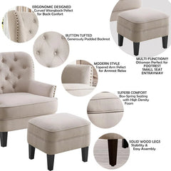 1 Set Mid Century Modern Armchair for Living Comfy Seat,Tub Sofa for Bedroom Reading Room