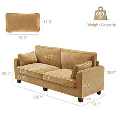 80.71'' Upholstered Square Arm Standard 3 Seater Sofa