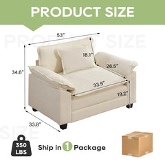 Adonia 53" Comfy Cloud Couch Deep Seat Sofa Chair with Throw Pillow for Living Room Bedroom