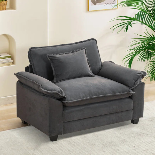 Adonia 53" Comfy Cloud Couch Deep Seat Sofa Chair with Throw Pillow for Living Room Bedroom